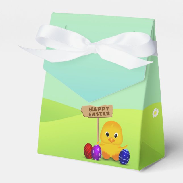 Cute Happy Easter Baby Chick Favor Boxes (Front Side)