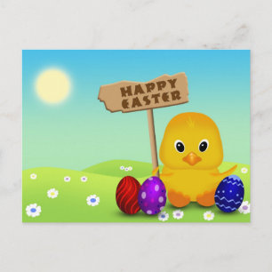 Cute Happy Easter Baby Chick Holiday Postcard
