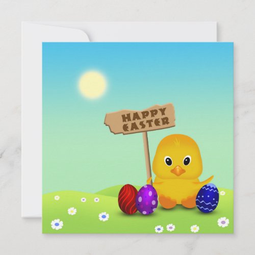 Cute Happy Easter Baby Chick Invitation