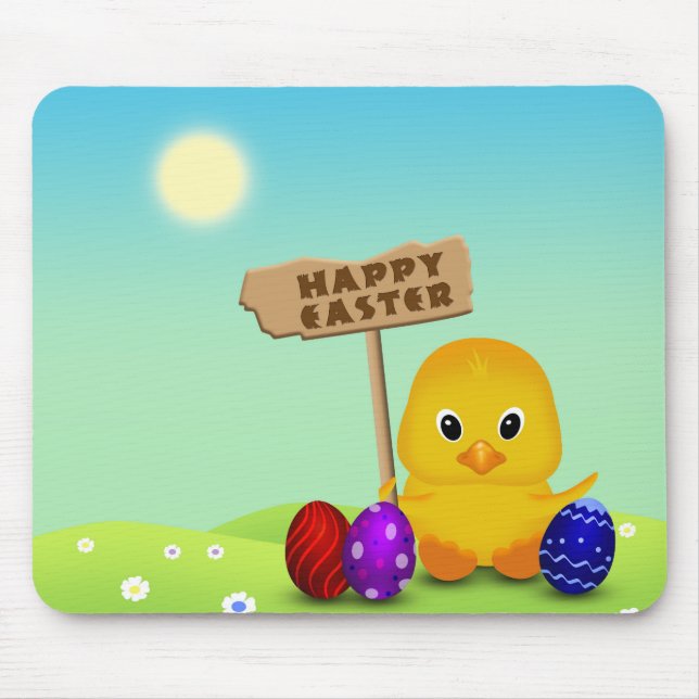 Cute Happy Easter Baby Chick Mouse Pad (Front)