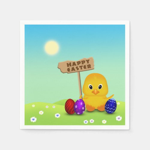 Cute Happy Easter Baby Chick Napkins