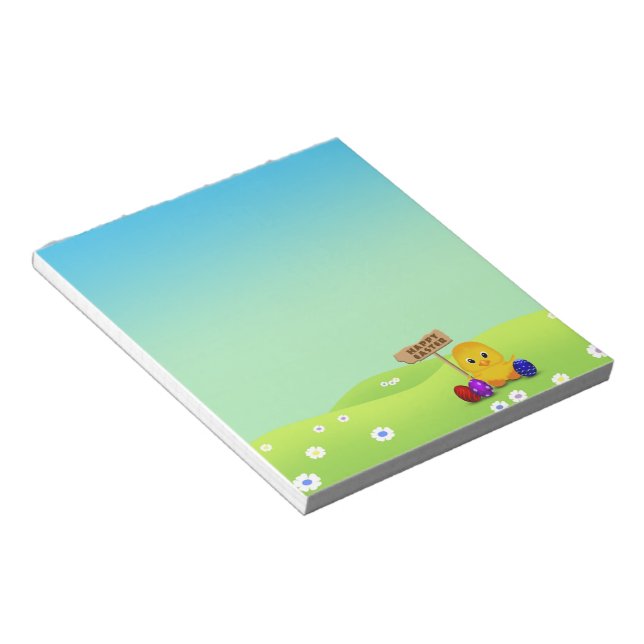 Cute Happy Easter Baby Chick Notepad (Angled)
