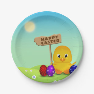 Cute Happy Easter Baby Chick Paper Plates