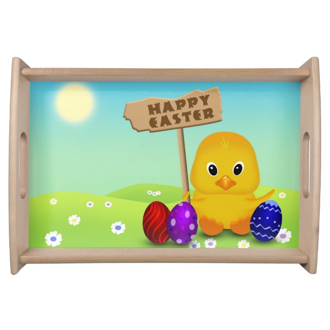 Cute Happy Easter Baby Chick Serving Tray (Front)