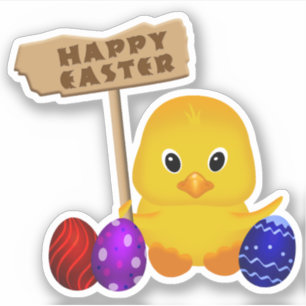 Cute Happy Easter Baby Chick Sticker