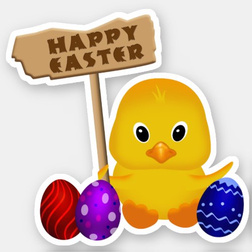 Cute Happy Easter Baby Chick Sticker