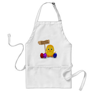 Cute Happy Easter Baby Chick with Sign Adult Apron