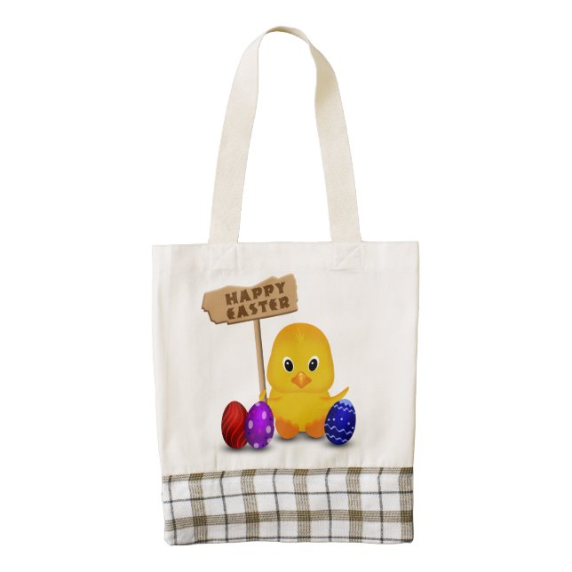 Cute Happy Easter Baby Chick Zazzle HEART Tote Bag (Front)