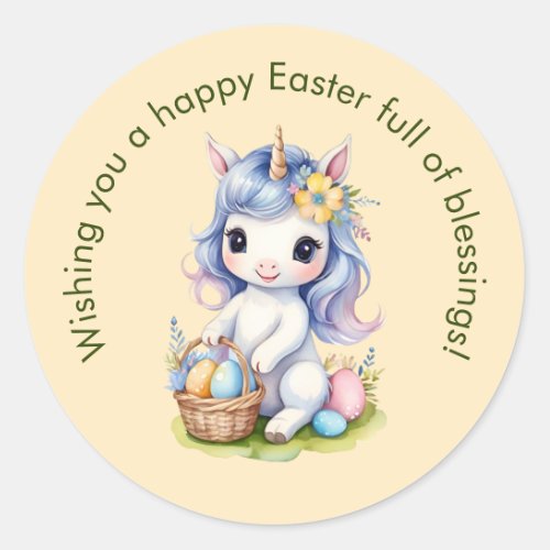 Cute Happy Easter Blessings Unicorn Sticker