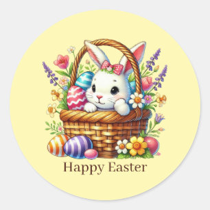 Cute Happy Easter bunny Classic Round Sticker
