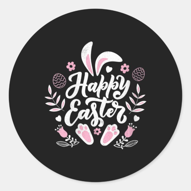 Cute Happy Easter Bunny  Classic Round Sticker (Front)