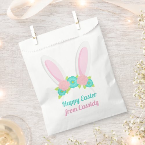 Cute Happy Easter Bunny Ears Custom Floral Party Favor Bag