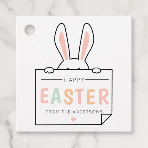 Cute Happy Easter Bunny Ears Easter Basket Favor Tags