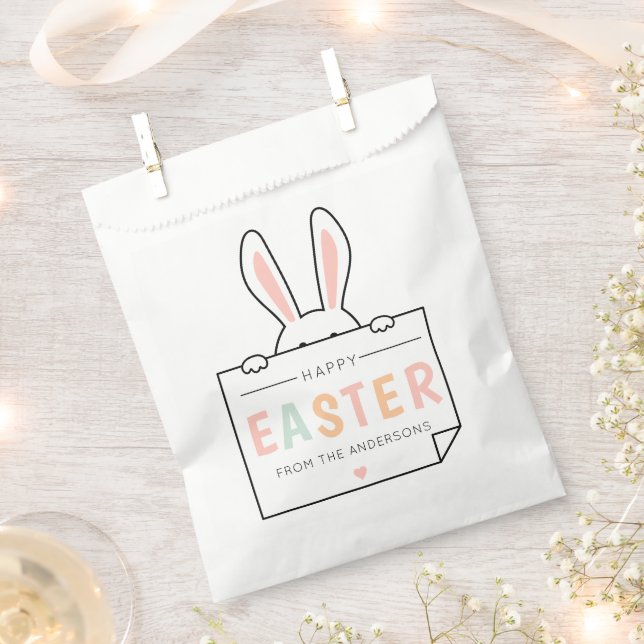 Cute Happy Easter Bunny Ears Favor Bag (Clipped)