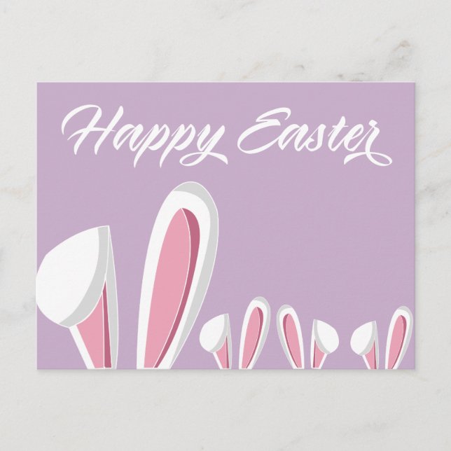 Cute Happy Easter Bunny Ears Modern Postcard (Front)