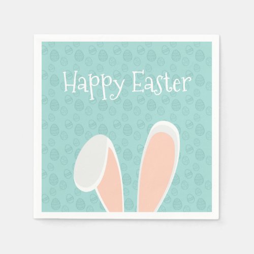 Cute Happy Easter Bunny Ears  Paper Napkin