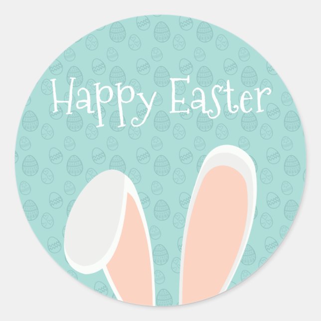 Cute Happy Easter Bunny Ears | Sticker Seal (Front)