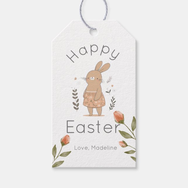 Cute Happy Easter Bunny  Gift Tags (Front)