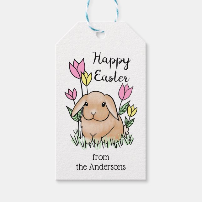 Cute Happy Easter Bunny Gift Tags (Front)