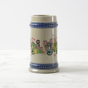 Cute happy easter bunny gigi Grandma and Grandad  Beer Stein