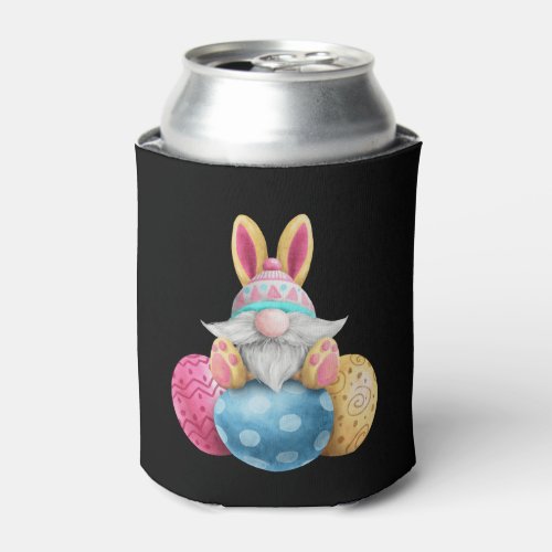Cute Happy Easter Bunny Gnome With Eggs Can Cooler