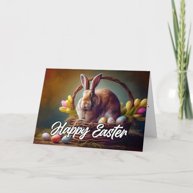 Cute Happy Easter Bunny Holiday Card (Front)