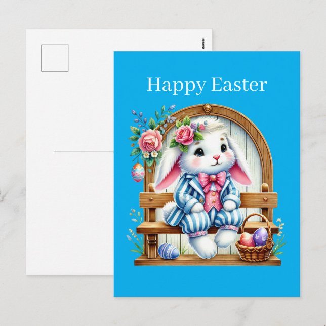 Cute Happy Easter bunny  Holiday Postcard (Front/Back)