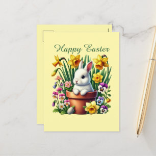 Cute Happy Easter bunny Holiday Postcard