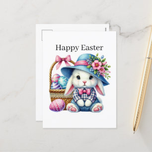 Cute Happy Easter bunny Holiday Postcard