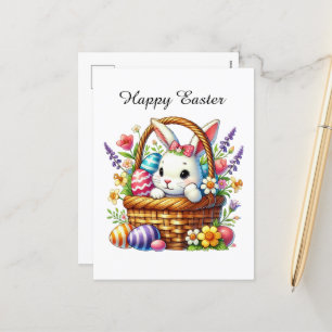Cute Happy Easter bunny Holiday Postcard