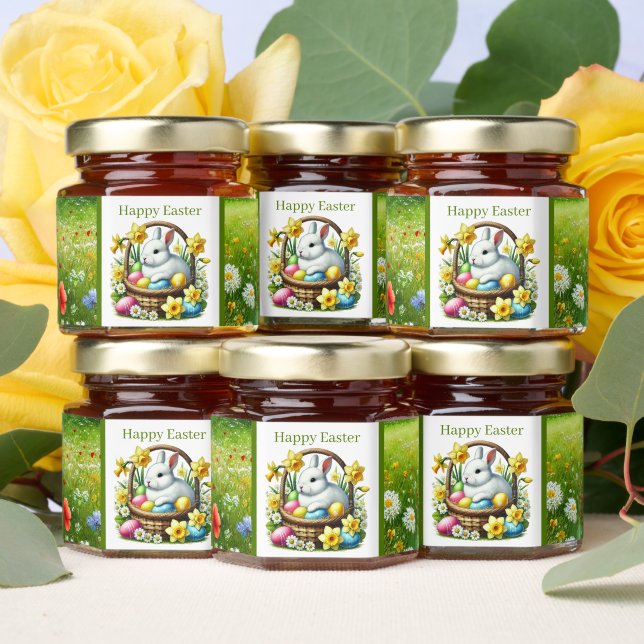 Cute Happy  Easter bunny  Honey Jar Favors (Insitu)