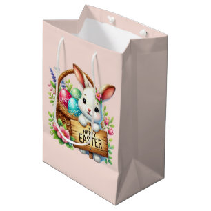 Cute Happy Easter bunny Medium Gift Bag