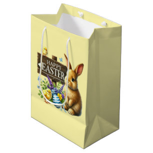 Cute Happy Easter bunny Medium Gift Bag
