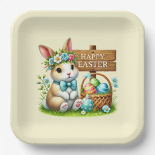 Cute Happy Easter bunny party Paper Plates