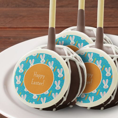 Cute Happy Easter Bunny Pattern with Text Party Cake Pops