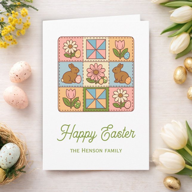 Cute Happy Easter Bunny Quilt Pattern  Card (Creator Uploaded)