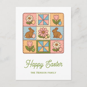 Cute Happy Easter Bunny Quilt Pattern Postcard