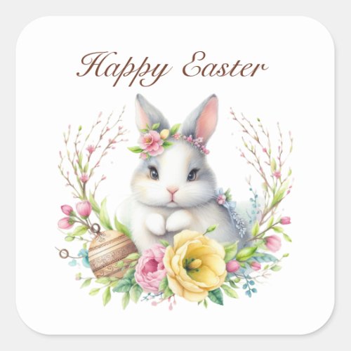 Cute Happy Easter bunny  Square Sticker