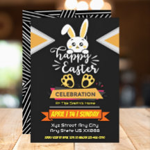 Cute Happy Easter Bunny with Yellow Paw Prints