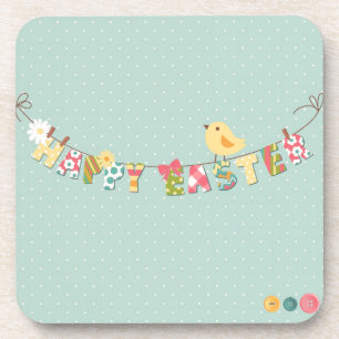 Cute Happy Easter Card Drink Coaster