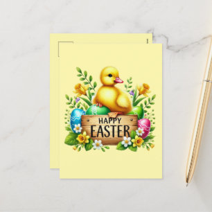 Cute Happy Easter chick Holiday Postcard