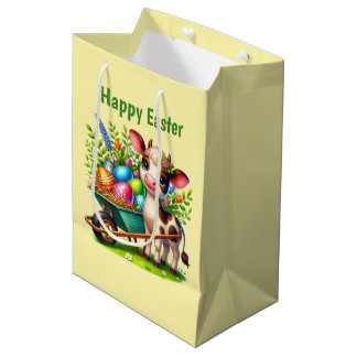 Cute Happy Easter cow customizable  Medium Gift Bag
