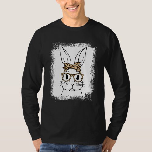 Cute Happy Easter Day Bunny Face Leopard Glasses G T_Shirt