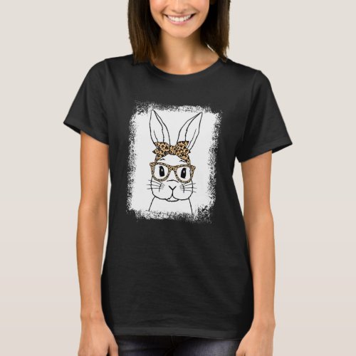 Cute Happy Easter Day Bunny Face Leopard Glasses G T_Shirt