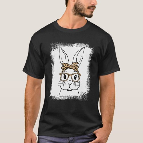 Cute Happy Easter Day Bunny Face Leopard Glasses G T_Shirt