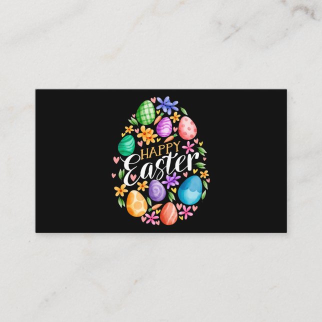 Cute Happy Easter Day Easter Eggs Bunny Rabbit Eas Business Card (Front)