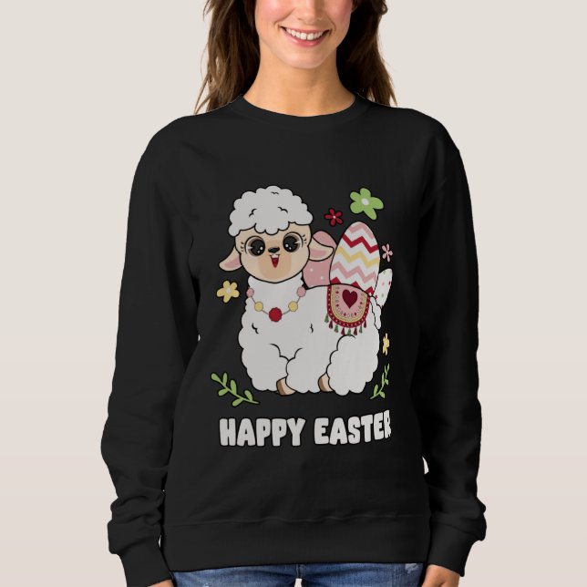 Cute Happy Easter Day Egg Hunt Boys Girls Kids She Sweatshirt (Front)