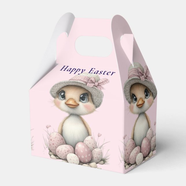 Cute Happy Easter Duckling Eggs Favor Boxes (Front Side)
