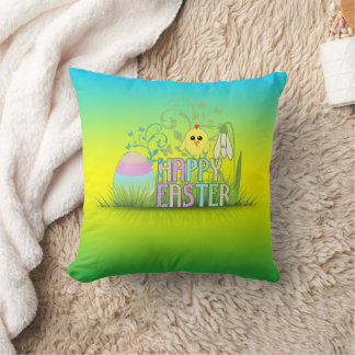 Cute Happy Easter Egg Chick Snowdrop PLdesign Throw Pillow