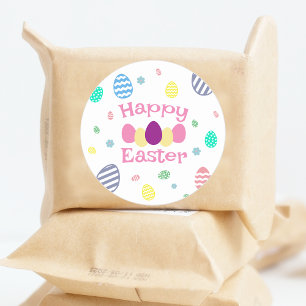 Cute Happy Easter eggs Classic Round Sticker